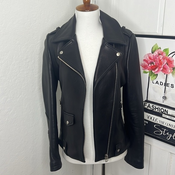 Gorgeous Black Soft Italian Leather Moto Jacket Size S - Picture 2 of 11
